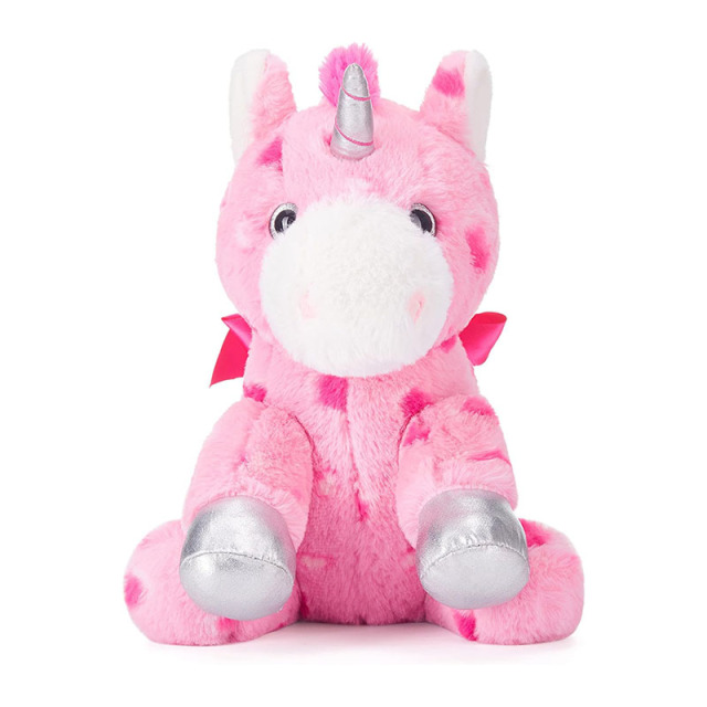 11.8" Stuffed Unicorn Animal Love Plush Toy with Hearts and Bow for Valentine Day