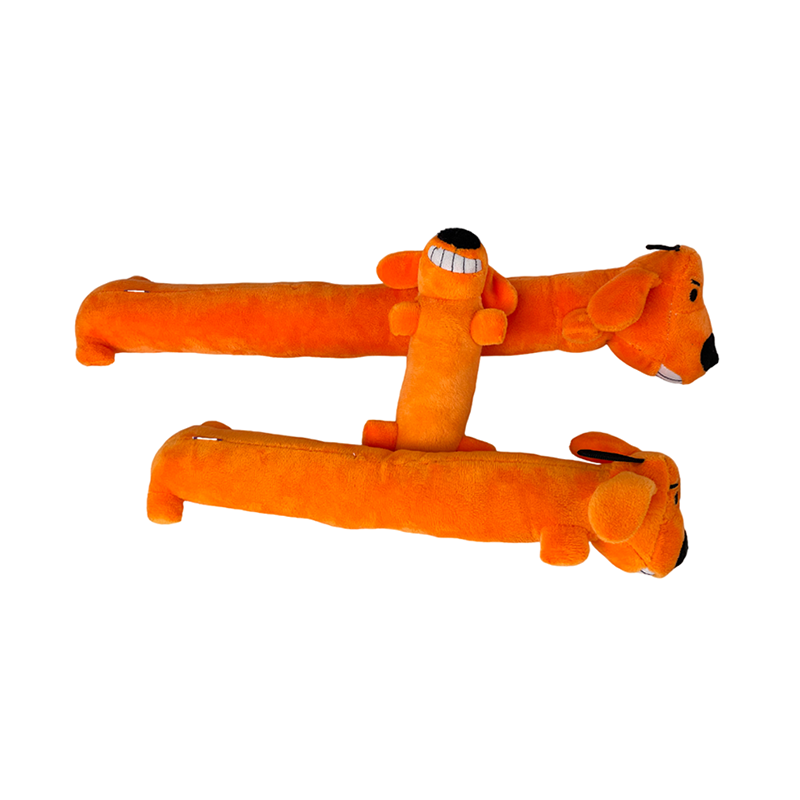 Loofa Dog Pet Plush Toys Set 3 Pieces with Squeakers