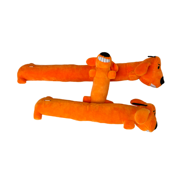 Loofa Dog Pet Plush Toys Set 3 Pieces with Squeakers