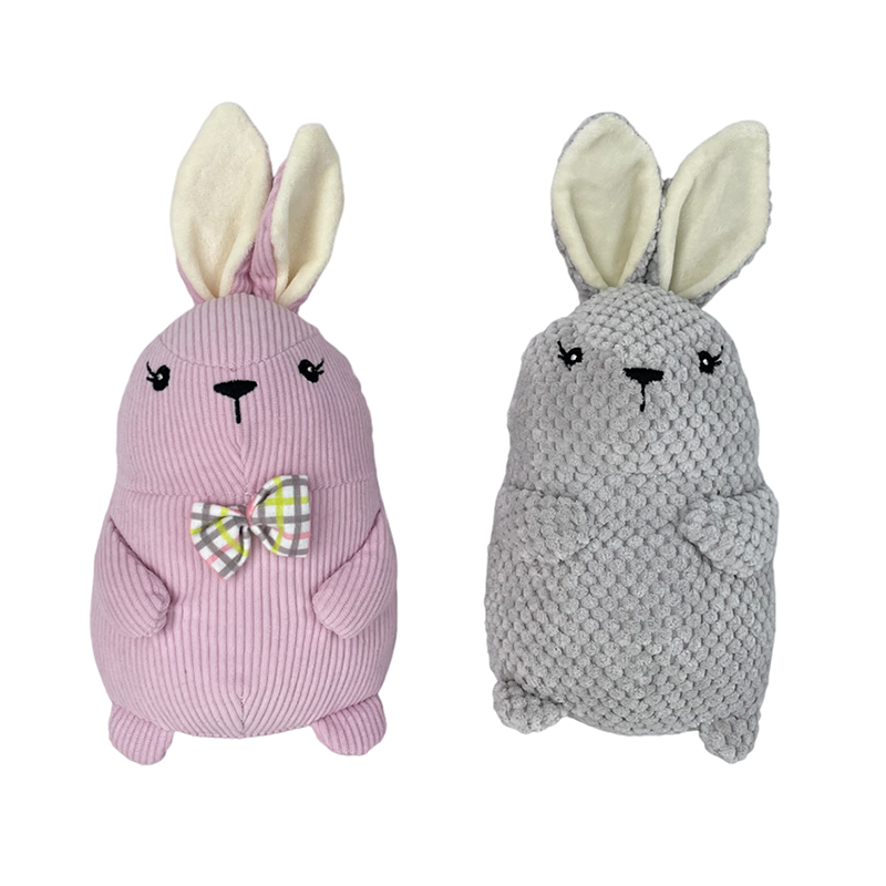 Cute Pink Gray Color Rabbit Plush Toy for Pet with Squeakers