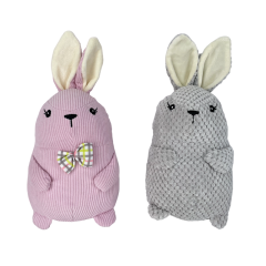Cute Pink Gray Color Rabbit Plush Toy for Pet with Squeakers