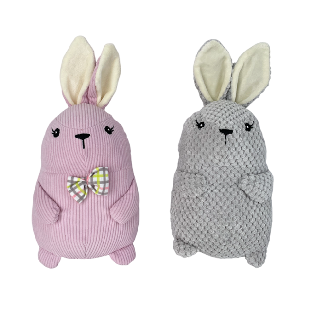 Cute Pink Gray Color Rabbit Plush Toy for Pet with Squeakers