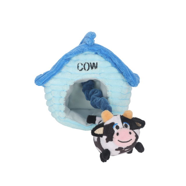 Farm House Animal Plush Pet Toys Dog Toy - Cow
