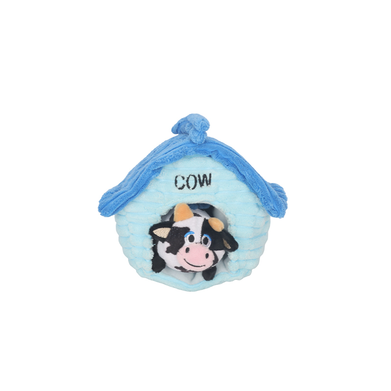 Farm House Animal Plush Pet Toys Dog Toy - Cow