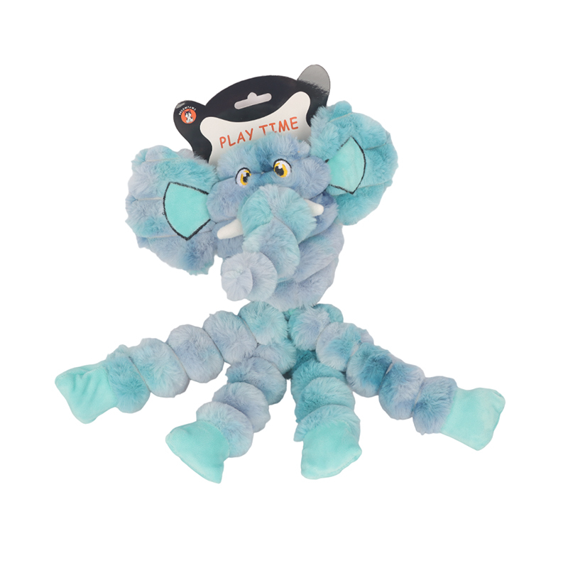 Soft Tie dye Elephant Plush Pet Toy with Crinkle Paper Squeakers
