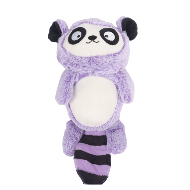 Purple Soft Adorable Raccon Plush Pet  Dog Toy with Squeaker