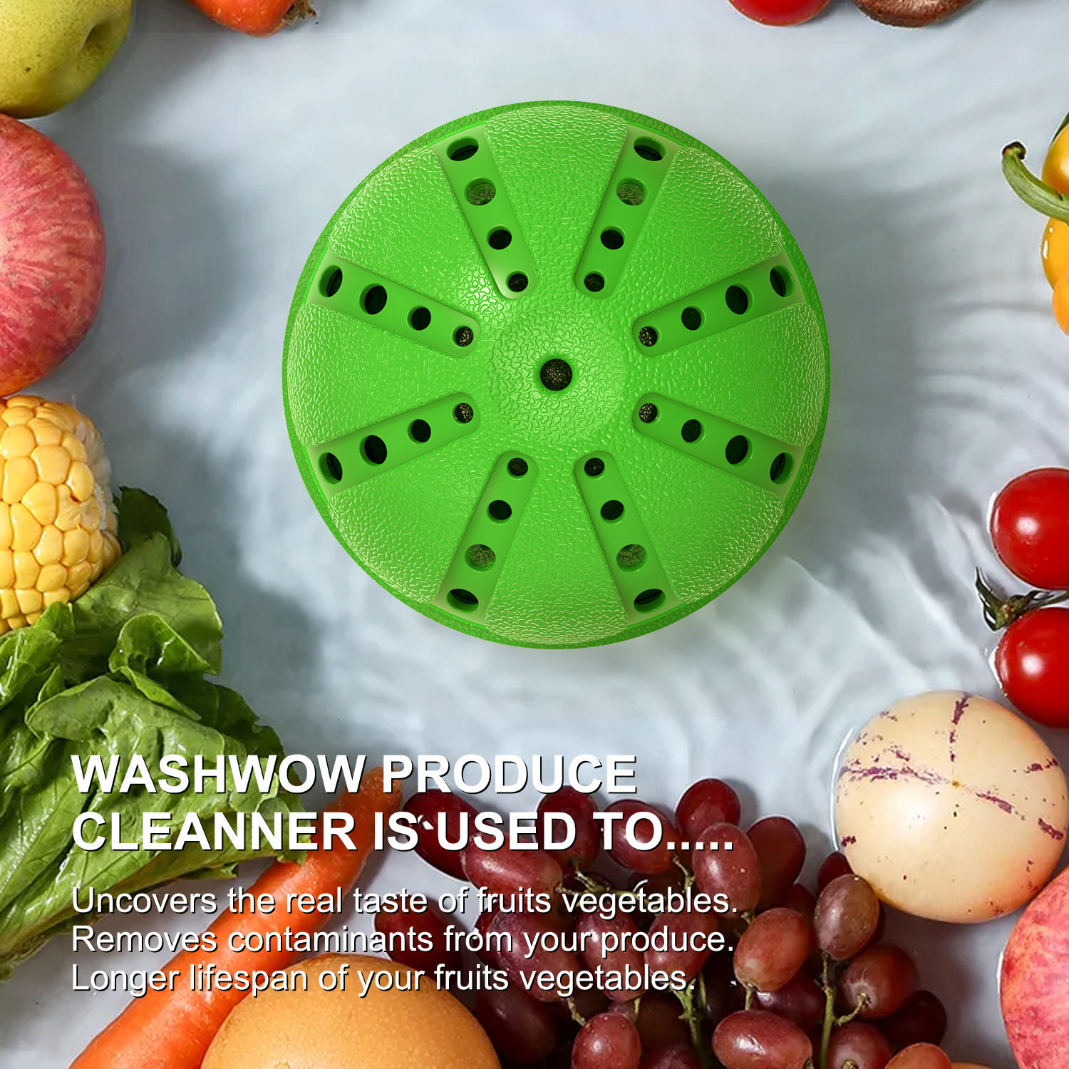 WASHWOW Fruit and Vegetable Cleaner Device, Mini Portable Wireless Food Purifier for Cleaning, Kitchen Gadgets for Deeply Clean Fruits and Veggies, Rice, Meat Even Small Clothes Washing Machine
