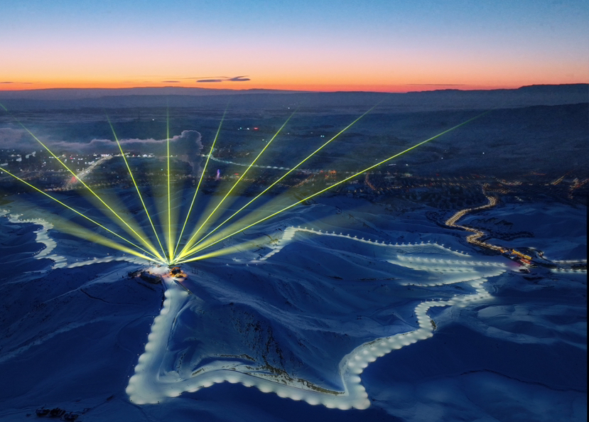 Outdoor waterproof 100W laser system integrated with ShowTower for Long distance laser projection