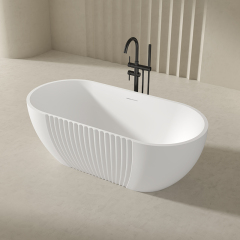 Factory Directory Oval Fluted Freestanding Acrylic Bathtub QJ-Y0051