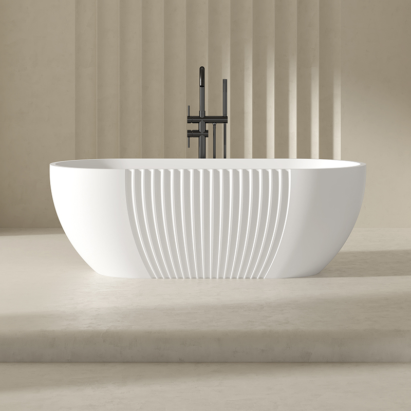 Factory Directory Oval Fluted Freestanding Acrylic Bathtub QJ-Y0051