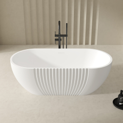 Factory Directory Oval Fluted Freestanding Acrylic Bathtub QJ-Y0051
