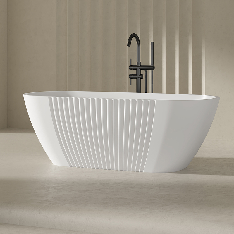 Factory Wholesale Fluted Freestanding Acrylic Bathtub QJ-Y0052