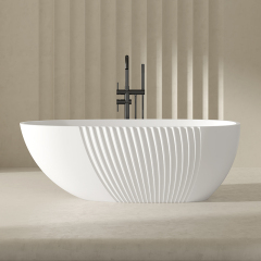 Factory Customized Fluted Egg-shaped Acrylic Bathtub QJ-Y0055