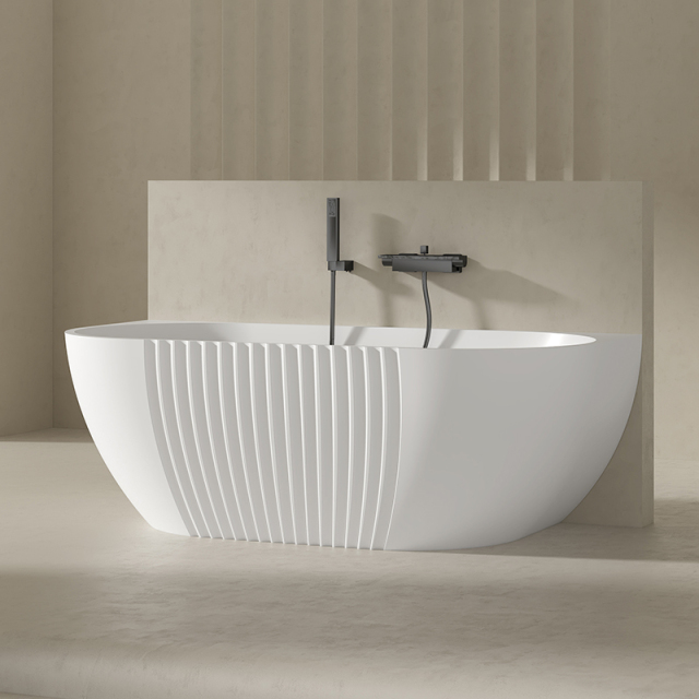 Wholesale Price Fluted Acrylic Back to Wall Bathtub QJ-Y0056