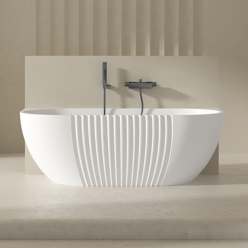 Wholesale Price Fluted Acrylic Back to Wall Bathtub QJ-Y0056