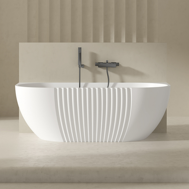 Wholesale Price Fluted Acrylic Back to Wall Bathtub QJ-Y0056