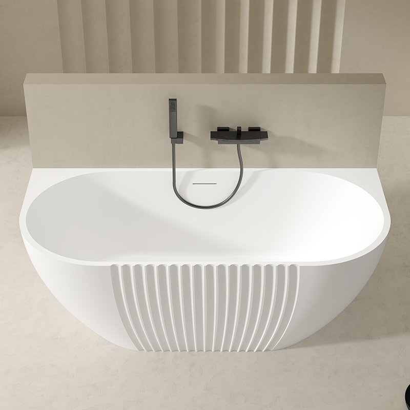 Wholesale Price Fluted Acrylic Back to Wall Bathtub QJ-Y0056