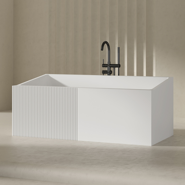 Factory Wholesale Rectangular Fluted Acrylic Deep Soaking Bathtub QJ-Y0035