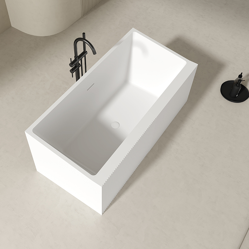 Factory Wholesale Rectangular Fluted Acrylic Deep Soaking Bathtub QJ-Y0035