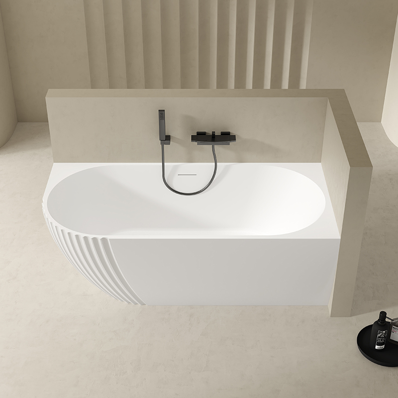 Factory Customized Vertical Groove Acrylic Corner Bathtub QJ-Y0053