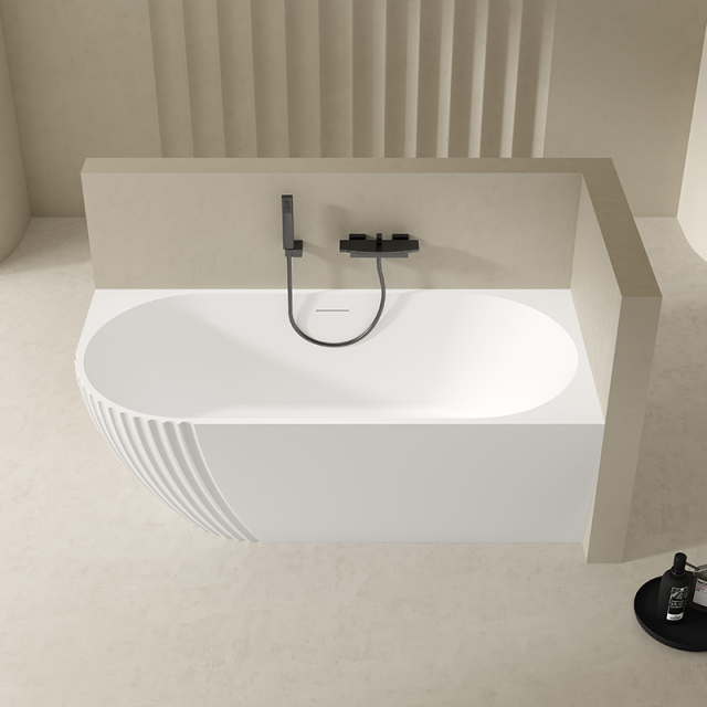 Factory Customized Vertical Groove Acrylic Corner Bathtub QJ-Y0053