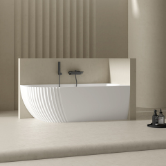 Factory Customized Vertical Groove Acrylic Corner Bathtub QJ-Y0053