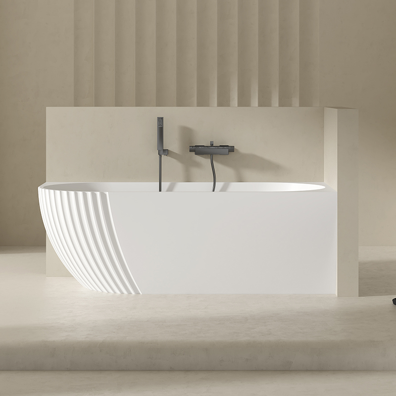 Factory Customized Vertical Groove Acrylic Corner Bathtub QJ-Y0053