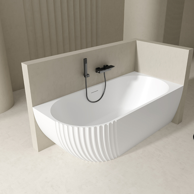 Factory Customized Vertical Groove Acrylic Corner Bathtub QJ-Y0053