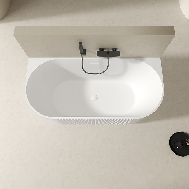 China Wholesale Factory Fluted Acrylic Back to Wall Bathtub QJ-Y0066