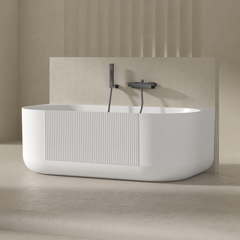 China Wholesale Factory Fluted Acrylic Back to Wall Bathtub QJ-Y0066
