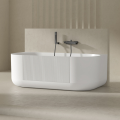China Wholesale Factory Fluted Acrylic Back to Wall Bathtub QJ-Y0066