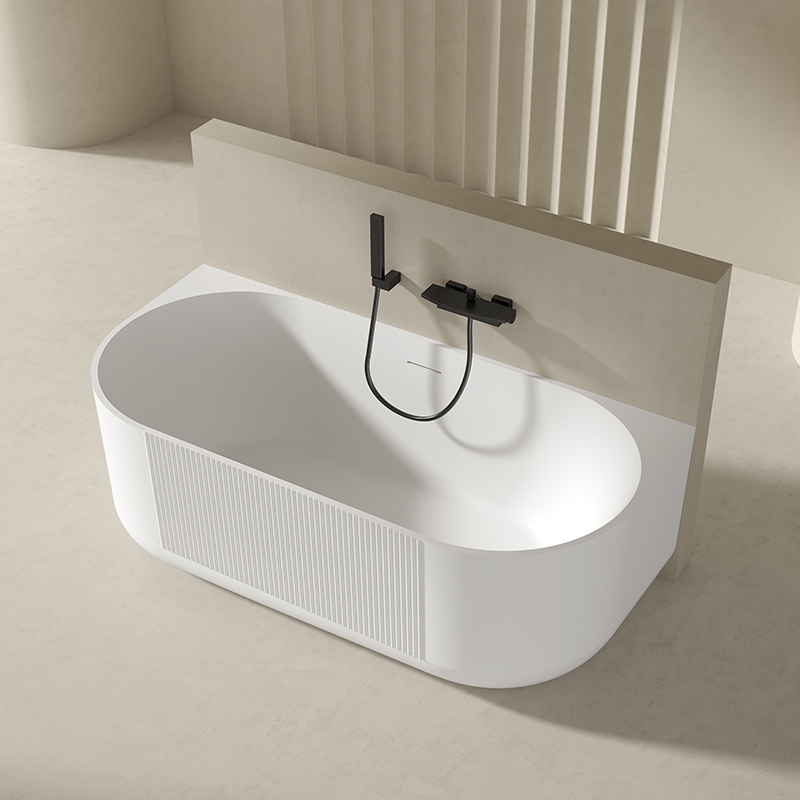 China Wholesale Factory Fluted Acrylic Back to Wall Bathtub QJ-Y0066