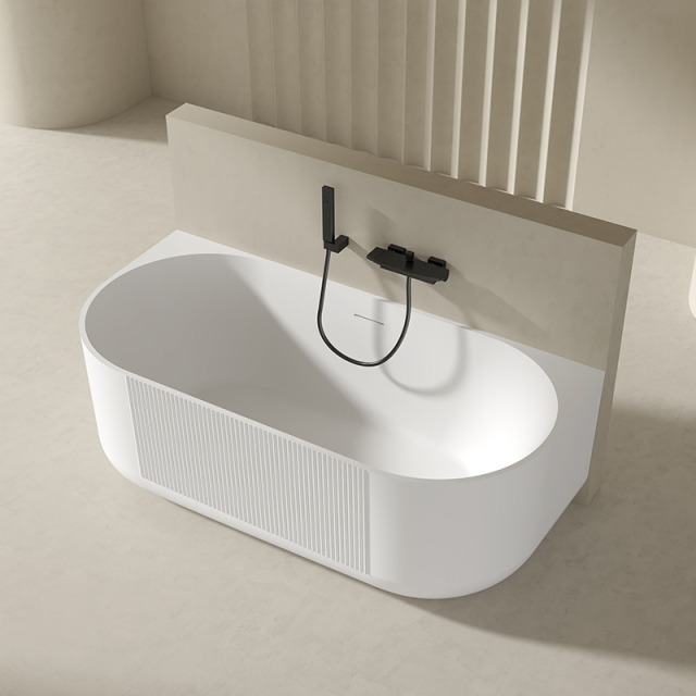China Wholesale Factory Fluted Acrylic Back to Wall Bathtub QJ-Y0066