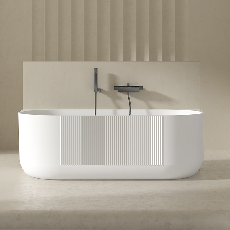 China Wholesale Factory Fluted Acrylic Back to Wall Bathtub QJ-Y0066