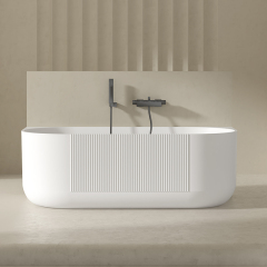 China Wholesale Factory Fluted Acrylic Back to Wall Bathtub QJ-Y0066