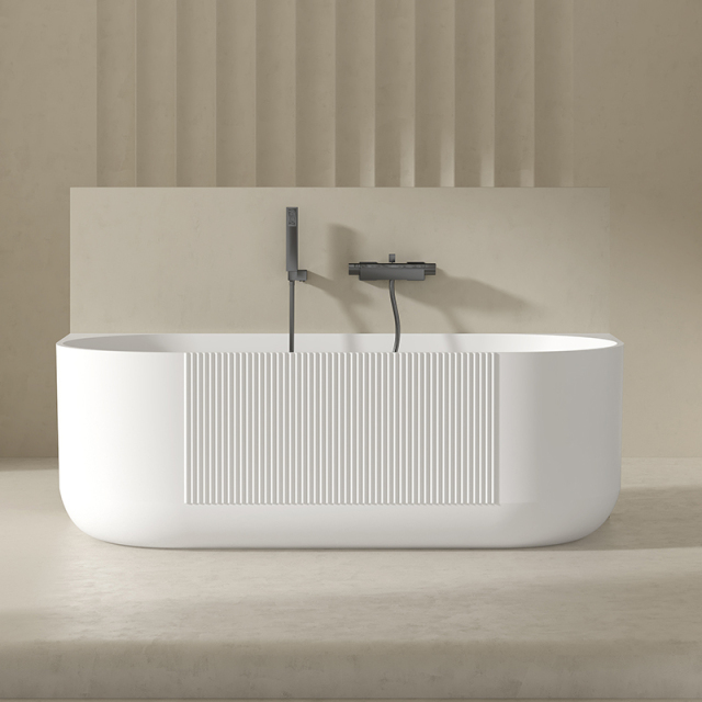 China Wholesale Factory Fluted Acrylic Back to Wall Bathtub QJ-Y0066