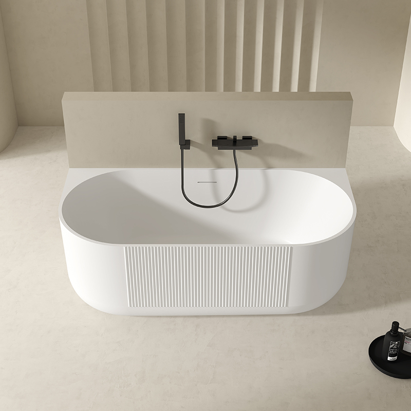 China Wholesale Factory Fluted Acrylic Back to Wall Bathtub QJ-Y0066