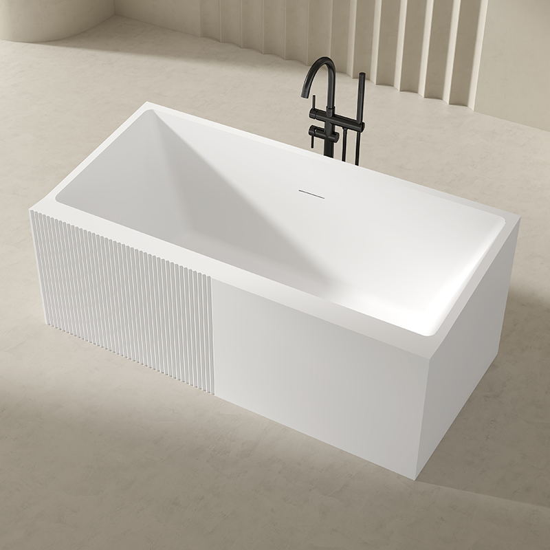 Factory Wholesale Rectangular Fluted Acrylic Deep Soaking Bathtub QJ-Y0035