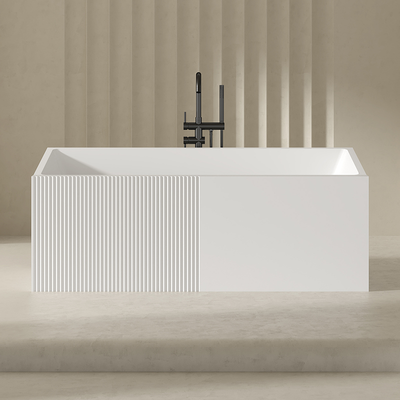 Factory Wholesale Rectangular Fluted Acrylic Deep Soaking Bathtub QJ-Y0035