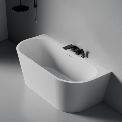 Wholesale High End Quality Contemporary Back to Wall Acrylic Soaking Bathtub QJ-Y0116