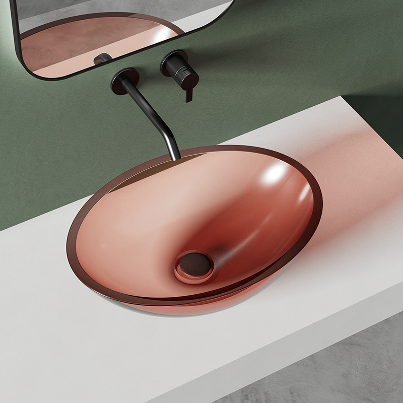 Wholesale Fashion Luxury Transparent Oval Counter Top Basin XA-A62T