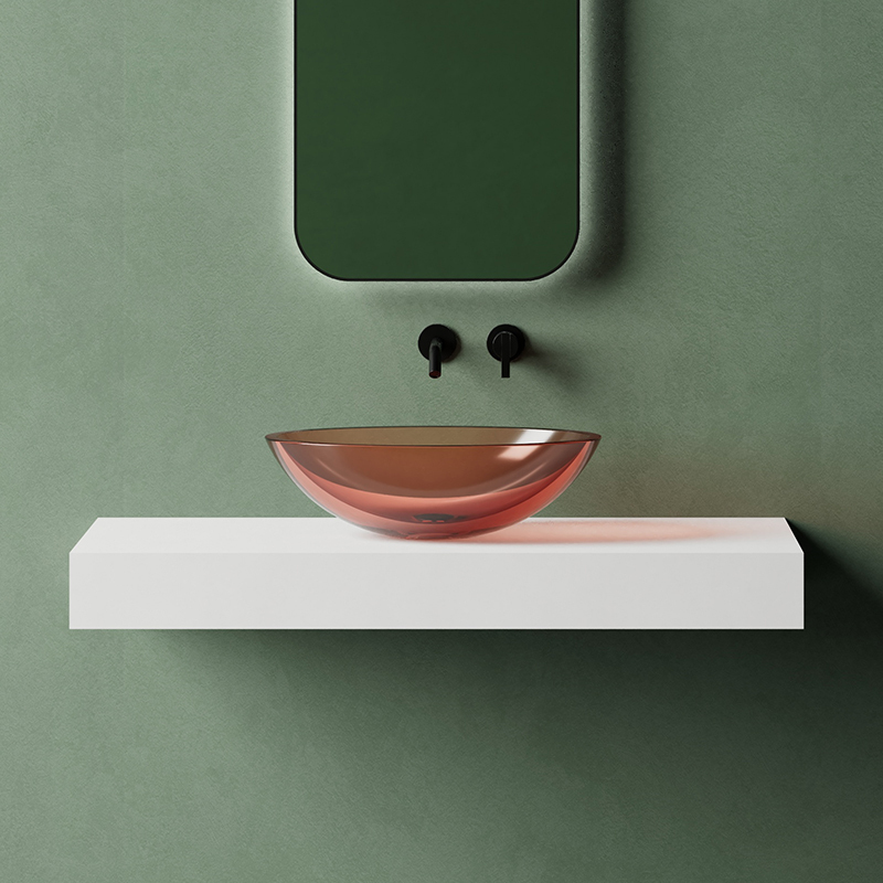 Wholesale Fashion Luxury Transparent Oval Counter Top Basin XA-A62T