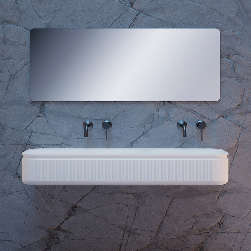Factory Directory Solid Surface Fluted Double Wall Mounted  Sinks QJ-RG0701-5