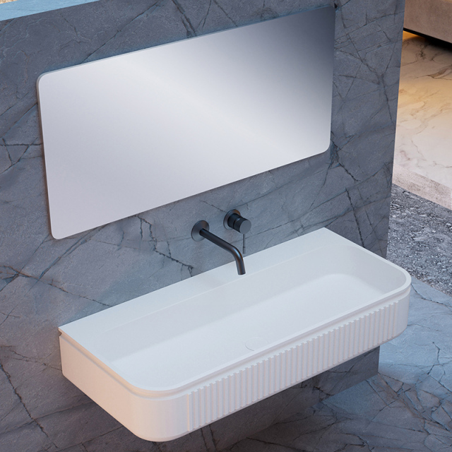 Factory Supply Quality Assurance Artificial Stone Fluted Wall Mounted Sink QJ-RG0706-1