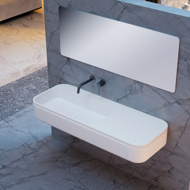 Factory Wholesale Solid Surface Fluted Wall Mounted Wash Basin QJ-RG0701-3
