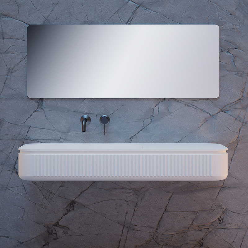Factory Wholesale Solid Surface Fluted Wall Mounted Wash Basin QJ-RG0701-3