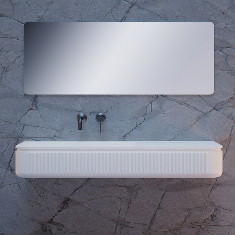 Quality Wholesale Unique Design Artificial Stone Fluted Wall Hung Sink QJ-RG0706-3