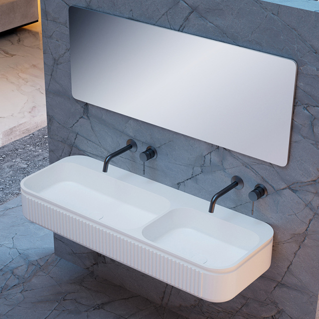 Factory Directory Solid Surface Fluted Double Wall Mounted  Sinks QJ-RG0701-5