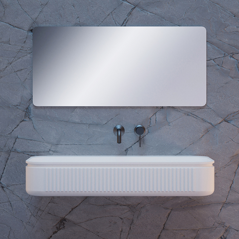 Wholesale High End Quality Solid Surface Fluted Wall Hung Basin QJ-RG0701-1
