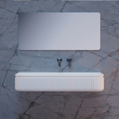 Factory Supply Quality Assurance Artificial Stone Fluted Wall Mounted Sink QJ-RG0706-1